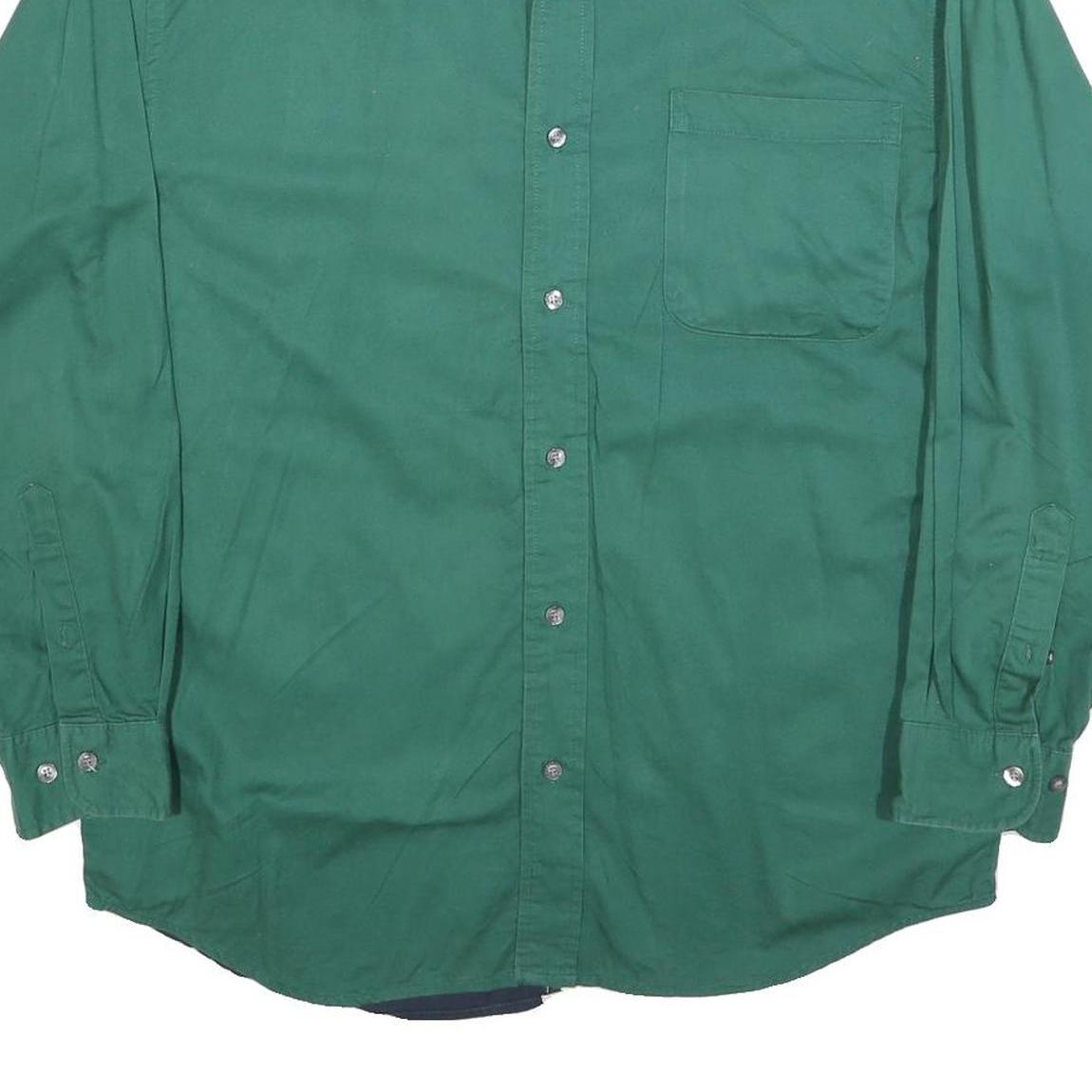 PRESIDENT STONE Mens Green Navy & White Cotton Blend Shirt M Colourblock Long