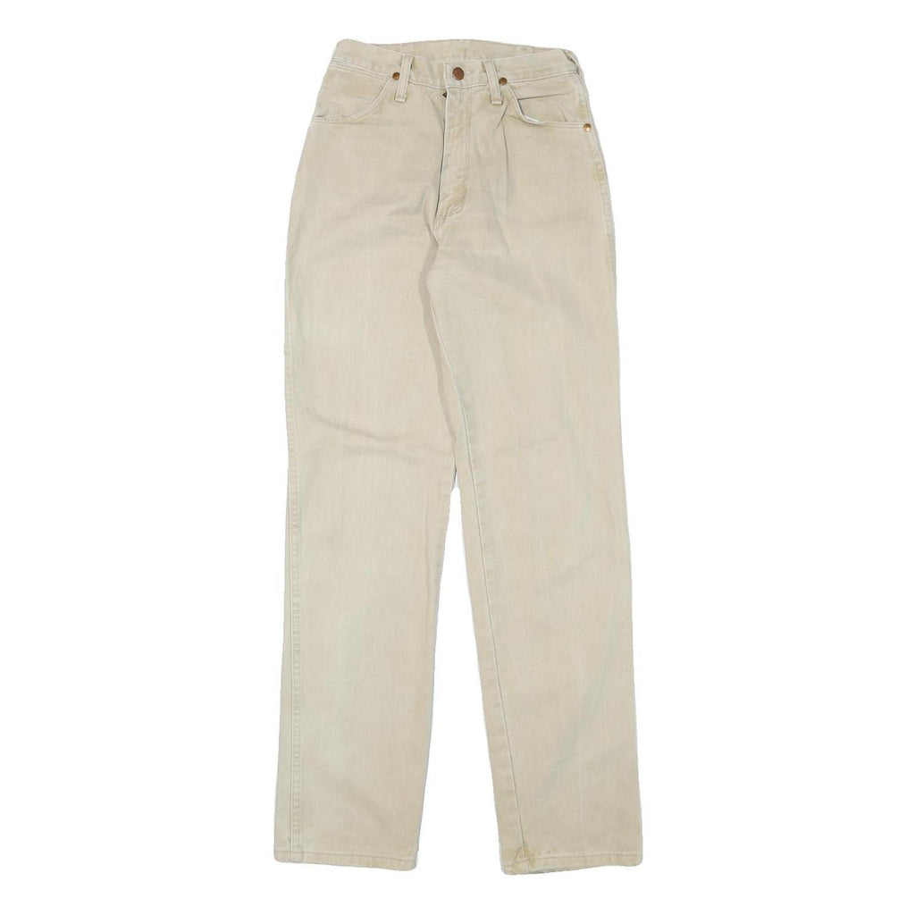 WRANGLER Mens Jeans Beige Regular Straight Denim Light W25 L33 Cotton Blend Zip