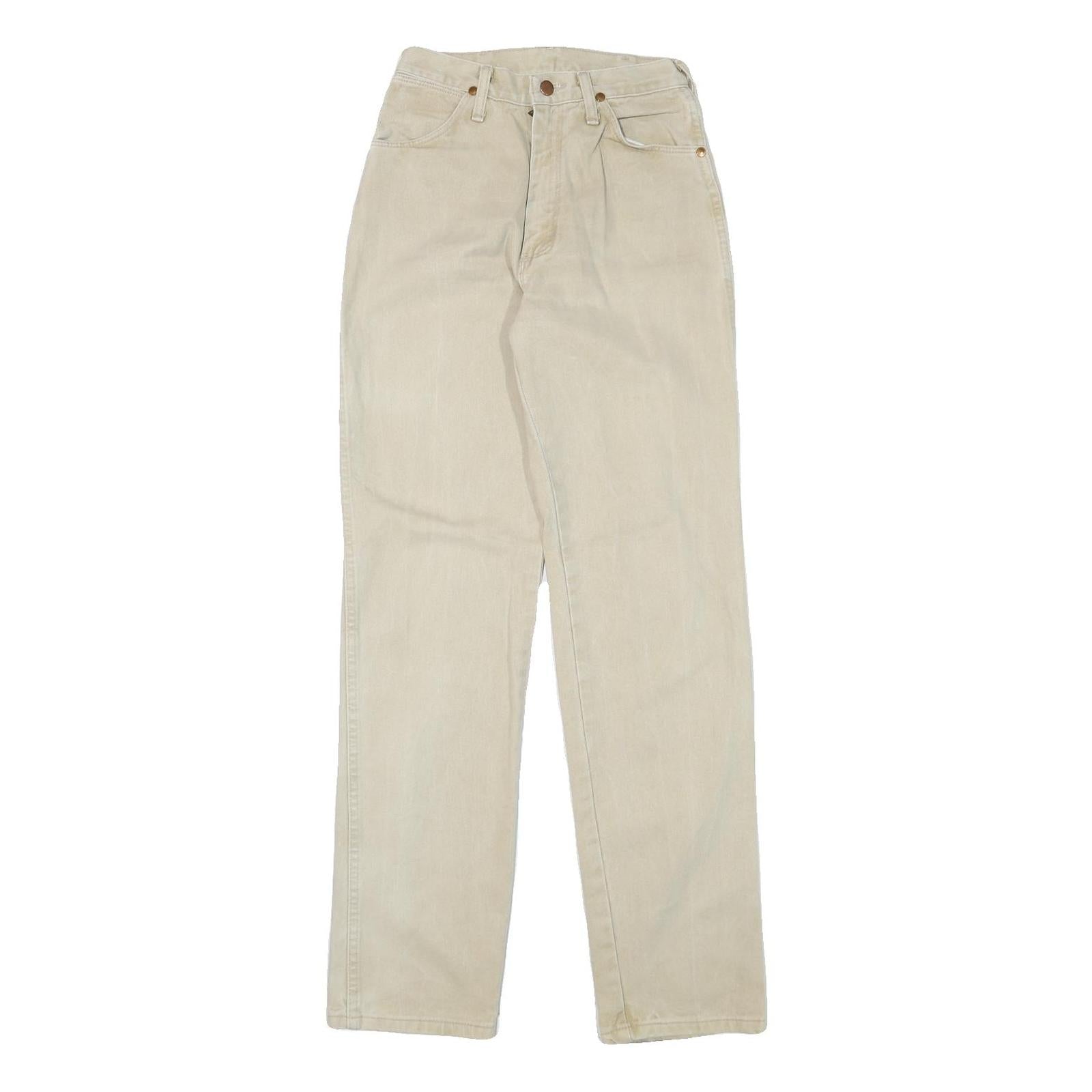 WRANGLER Mens Jeans Beige Regular Straight Denim Light W25 L33 Cotton Blend Zip