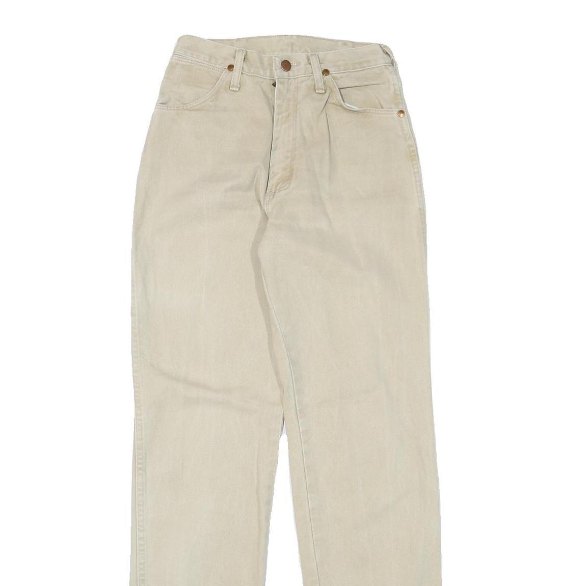 WRANGLER Mens Jeans Beige Regular Straight Denim Light W25 L33 Cotton Blend Zip