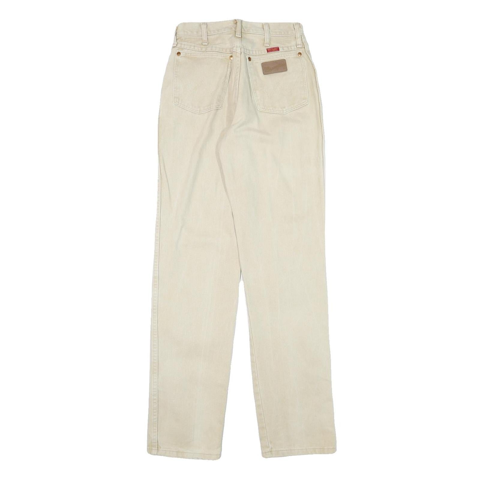 WRANGLER Mens Jeans Beige Regular Straight Denim Light W25 L33 Cotton Blend Zip