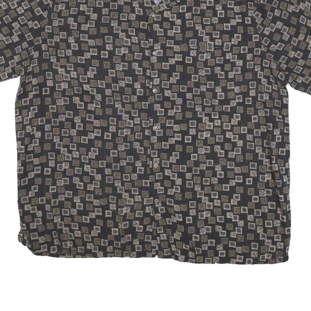 BATICK BAY Mens Black Pattern Shirt XL Relaxed Fit Button Collar Short Sleeve