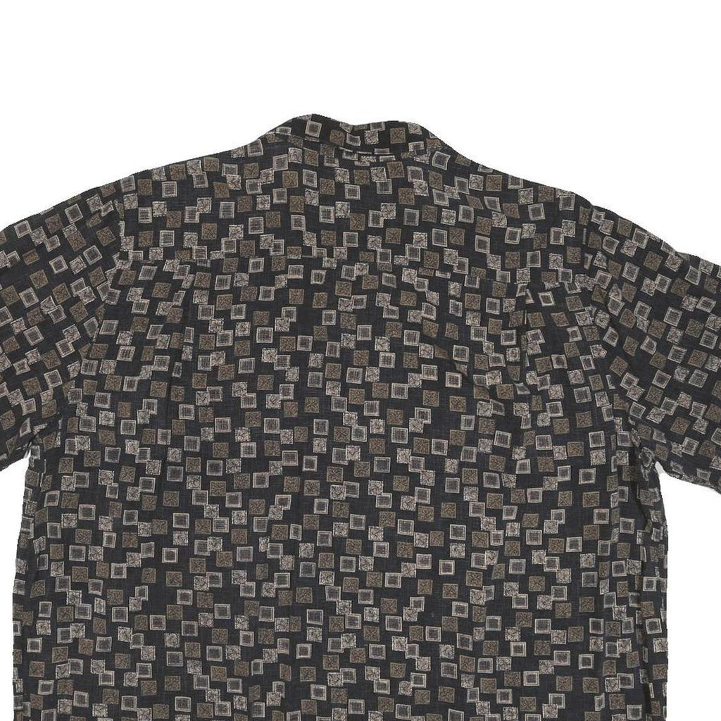 BATICK BAY Mens Black Pattern Shirt XL Relaxed Fit Button Collar Short Sleeve