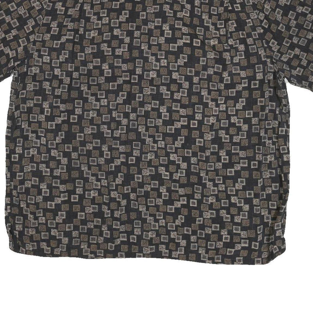 BATICK BAY Mens Black Pattern Shirt XL Relaxed Fit Button Collar Short Sleeve