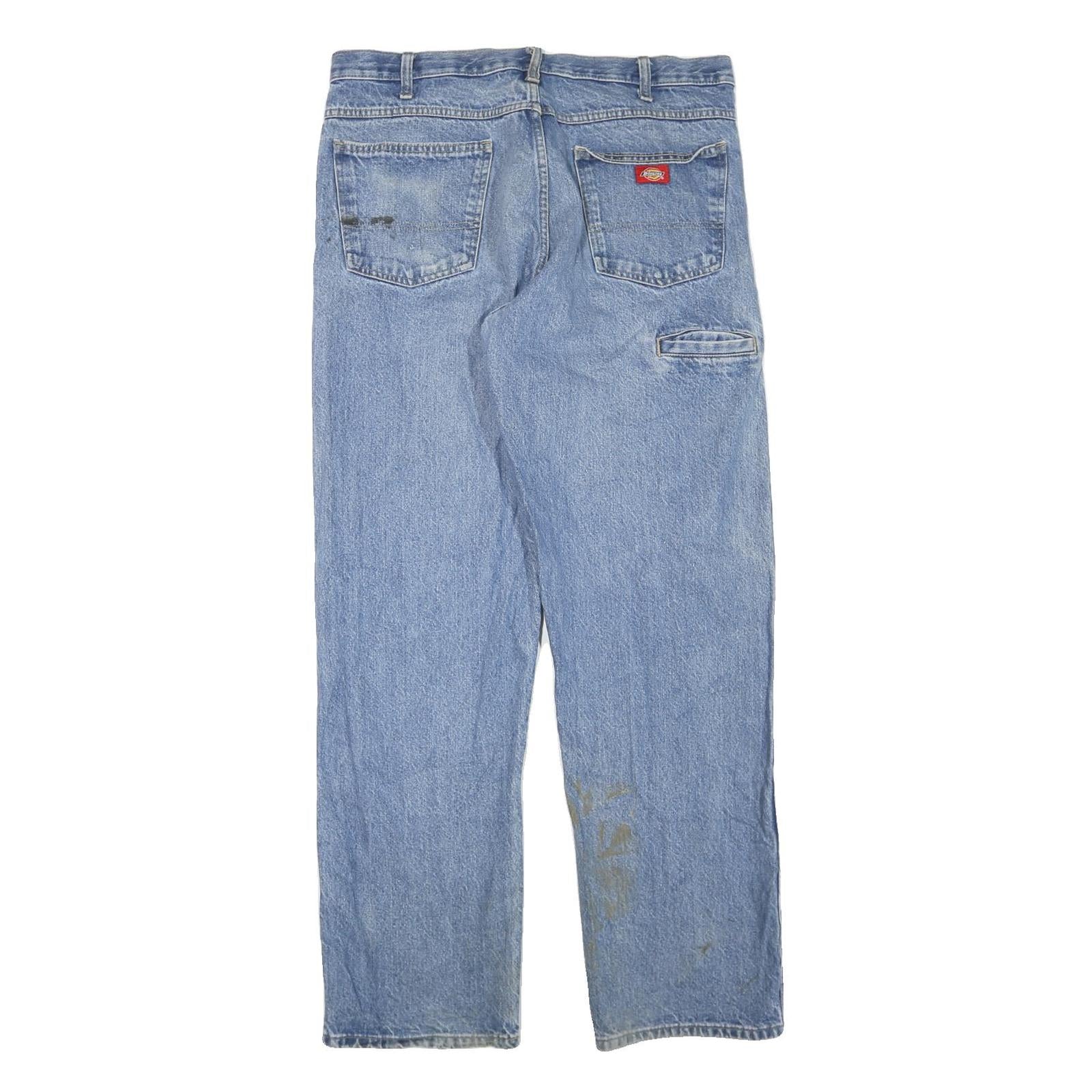 DICKIES Mens Jeans Blue Regular Straight Denim Medium W36 L33 Workwear