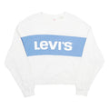 LEVI'S Womens White & Blue Crew Neck S Sweatshirt Logo Print Casual Cotton