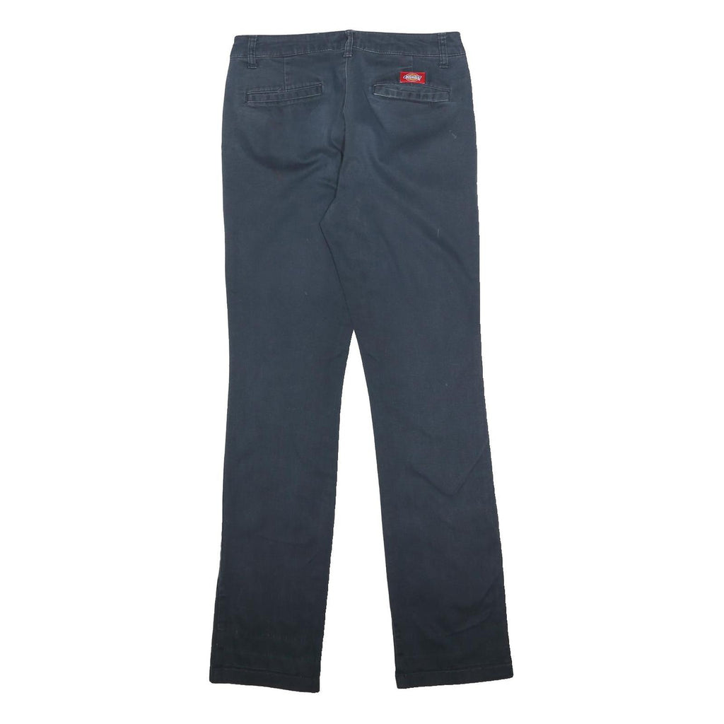 DICKIES Womens Navy Blue Regular Fit Straight Leg Trousers W28 L32 Cotton Blend