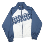 PUMA Womens Blue & White Zip Jacket L Polyester Blend Track Sports Casual