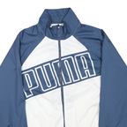 PUMA Womens Blue & White Zip Jacket L Polyester Blend Track Sports Casual