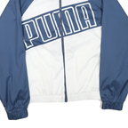 PUMA Womens Blue & White Zip Jacket L Polyester Blend Track Sports Casual