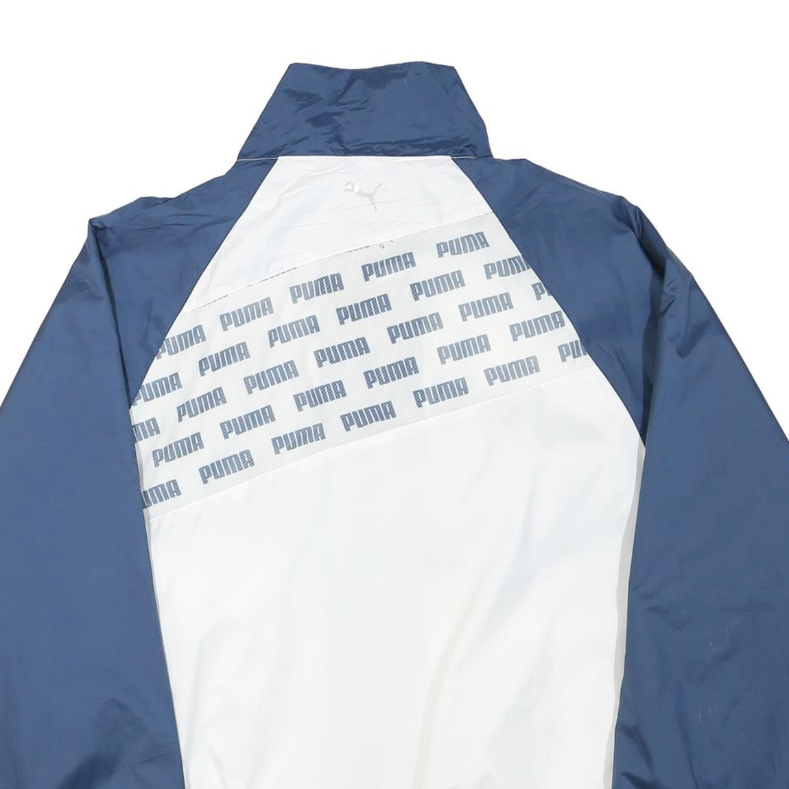 PUMA Womens Blue & White Zip Jacket L Polyester Blend Track Sports Casual