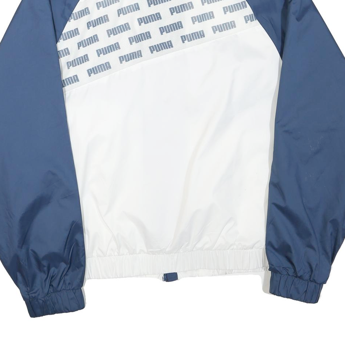 PUMA Womens Blue & White Zip Jacket L Polyester Blend Track Sports Casual
