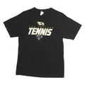 PORT & COMPANY Mens Black Coe College Tennis Graphic T-Shirt L Short Sleeve Crew