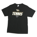 PORT & COMPANY Mens Black Coe College Tennis Graphic T-Shirt L Short Sleeve Crew
