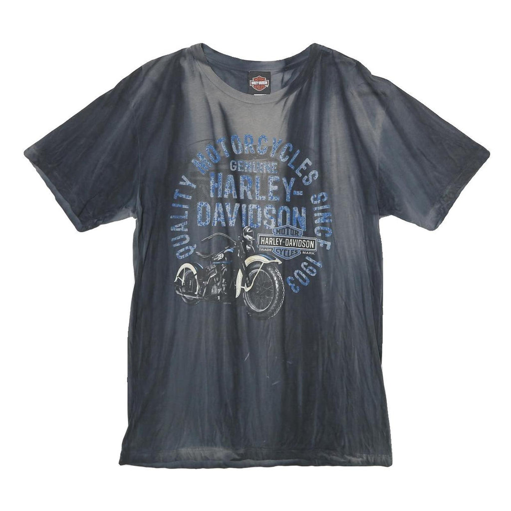 HARLEY DAVIDSON Mens Black Graphic T-Shirt M Cotton Crew Neck Short Sleeve