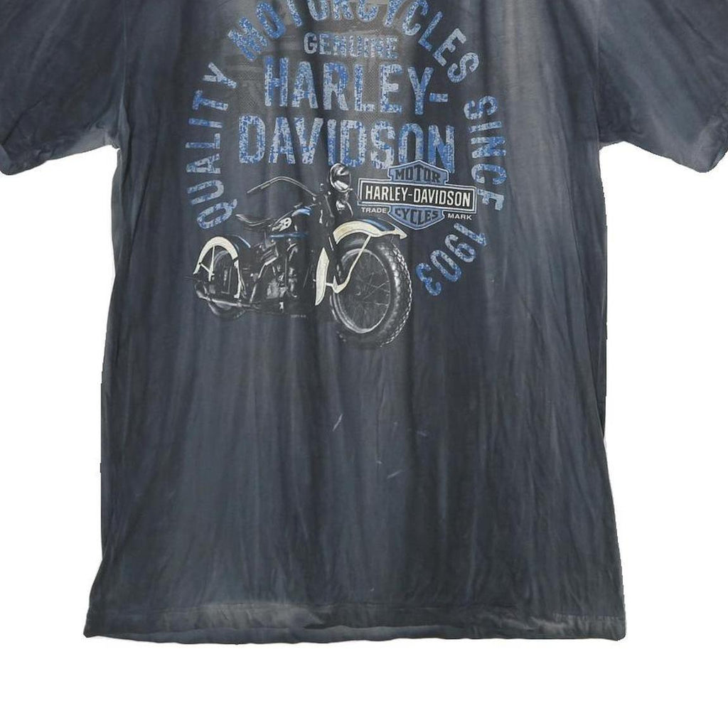 HARLEY DAVIDSON Mens Black Graphic T-Shirt M Cotton Crew Neck Short Sleeve