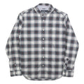 NAUTICA Mens White & Grey Checked Shirt L Classic Fit Cotton Blend Long Sleeve