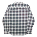 NAUTICA Mens White & Grey Checked Shirt L Classic Fit Cotton Blend Long Sleeve