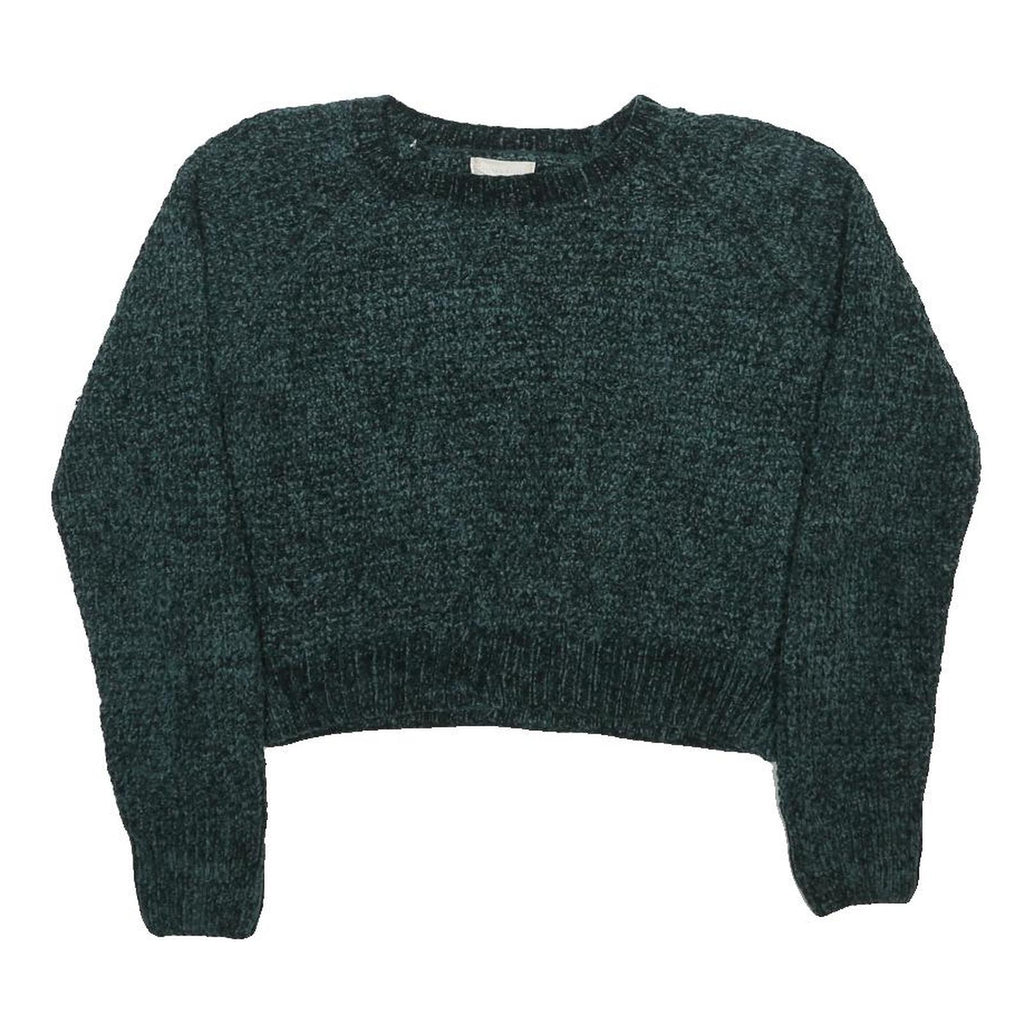 ALTERED STATE Womens Dark Green Plain Pullover Jumper Crew Neck Chunky Knit L