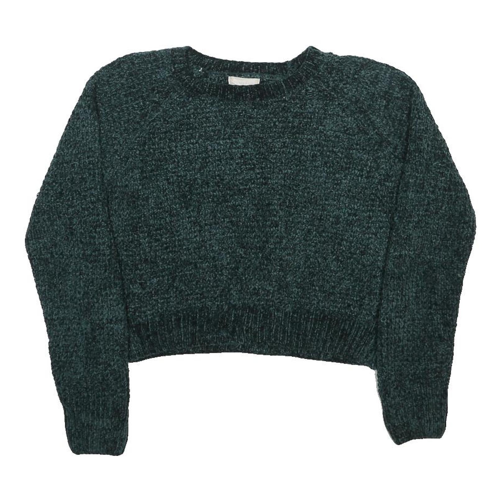 ALTERED STATE Womens Dark Green Plain Pullover Jumper Crew Neck Chunky Knit L