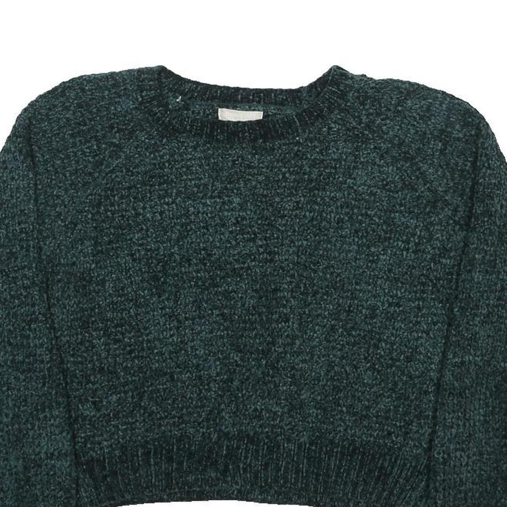 ALTERED STATE Womens Dark Green Plain Pullover Jumper Crew Neck Chunky Knit L