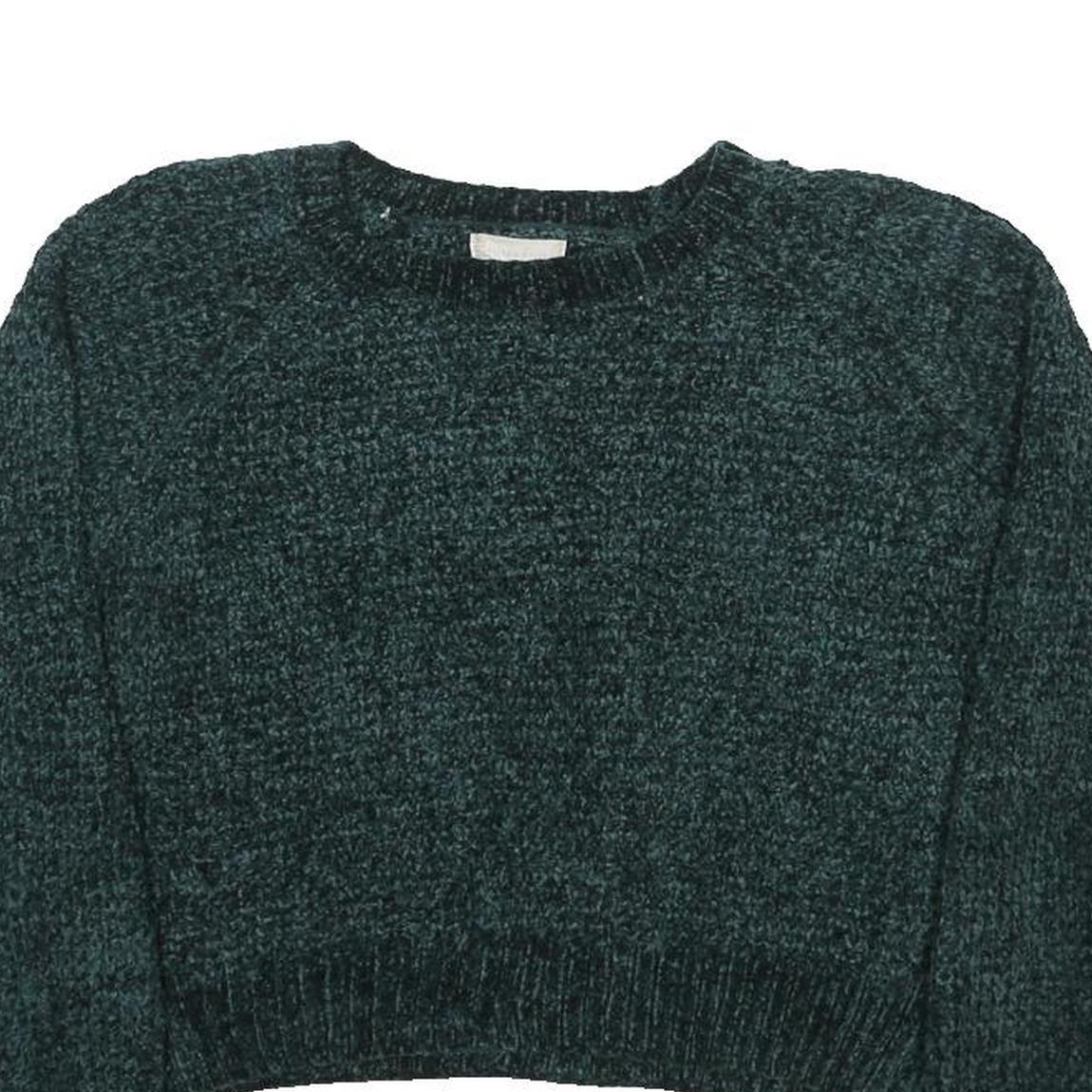 ALTERED STATE Womens Dark Green Plain Pullover Jumper Crew Neck Chunky Knit L