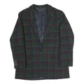 Womens Navy Green Red Pattern Button Jacket L Polyester Blend Classic Tailored