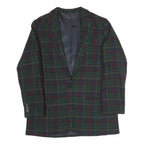 Womens Navy Green Red Pattern Button Jacket L Polyester Blend Classic Tailored