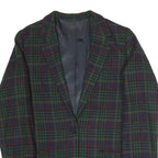 Womens Navy Green Red Pattern Button Jacket L Polyester Blend Classic Tailored