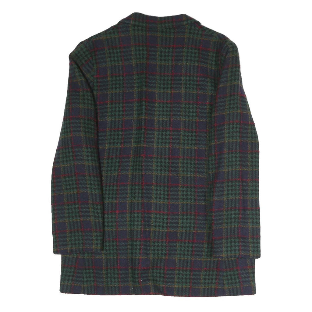 Womens Navy Green Red Pattern Button Jacket L Polyester Blend Classic Tailored