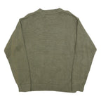 TOMMY HILFIGER Mens Green Plain Crew Neck Basic Knit Jumper L Cotton Blend