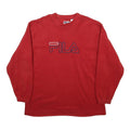 FILA Mens Red Crew Neck L Sweatshirt Polyester Pullover Casual Sportswear