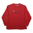 FILA Mens Red Crew Neck L Sweatshirt Polyester Pullover Casual Sportswear