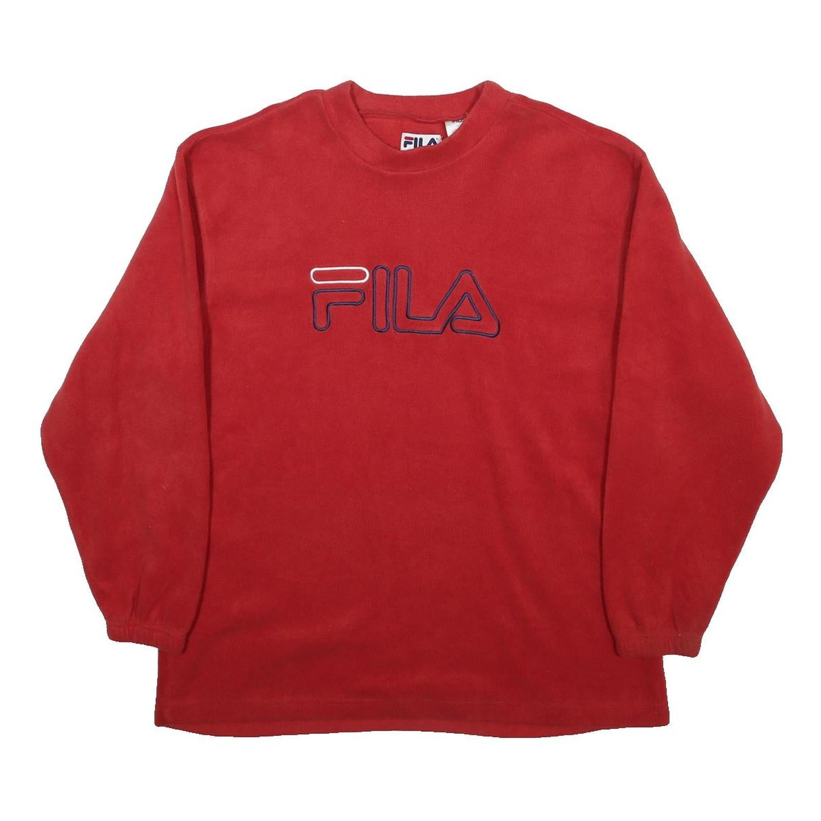 FILA Mens Red Crew Neck L Sweatshirt Polyester Pullover Casual Sportswear