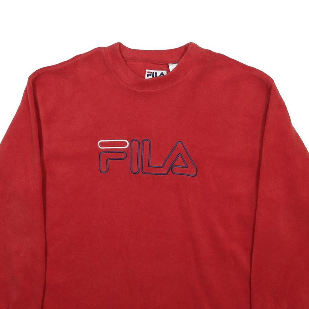 FILA Mens Red Crew Neck L Sweatshirt Polyester Pullover Casual Sportswear