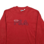 FILA Mens Red Crew Neck L Sweatshirt Polyester Pullover Casual Sportswear