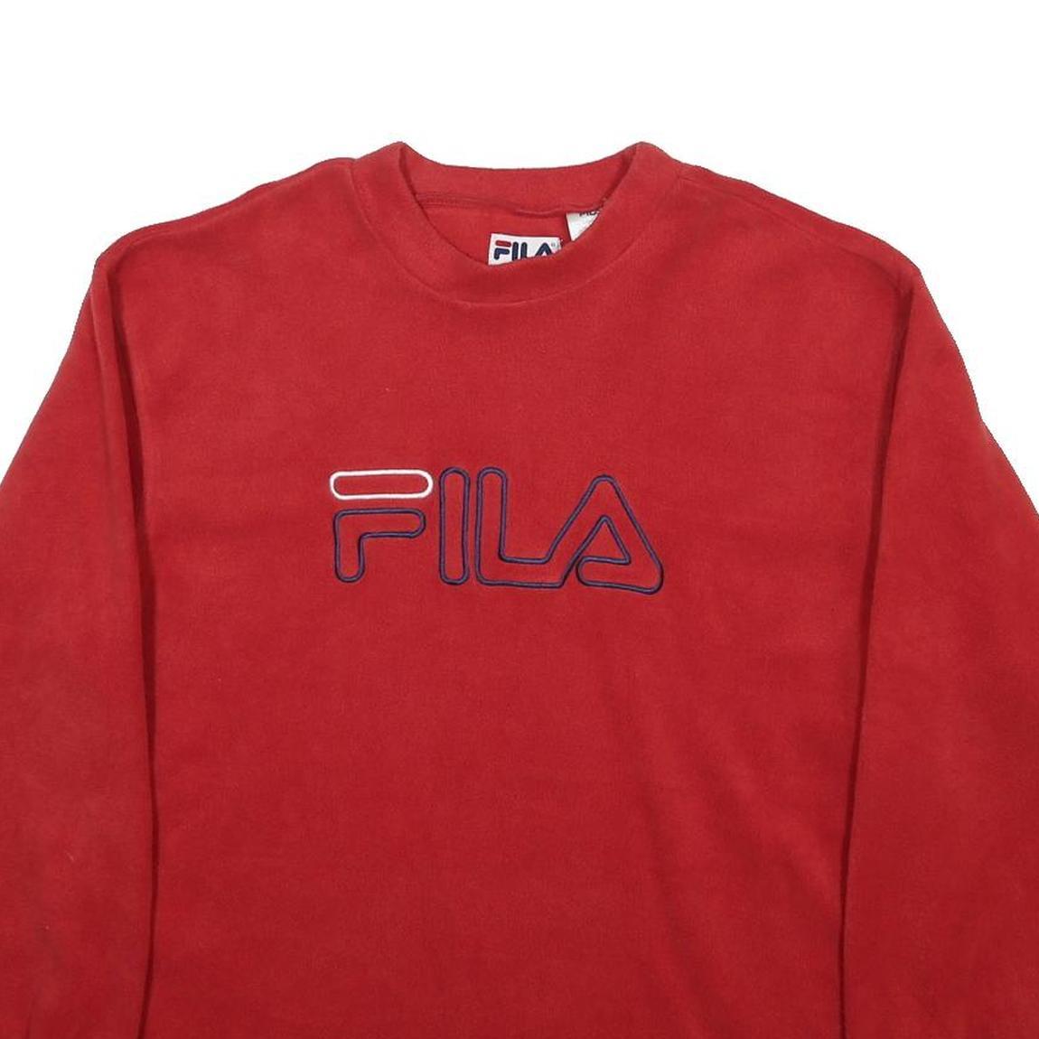 FILA Mens Red Crew Neck L Sweatshirt Polyester Pullover Casual Sportswear