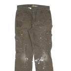CARHARTT Mens Relaxed Fit Brown Workwear Cargo Trousers W32 L34 Durable Cotton
