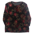 Womens Printed Top Black 3/4 Sleeve Floral M