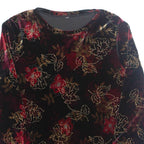 Womens Printed Top Black 3/4 Sleeve Floral M