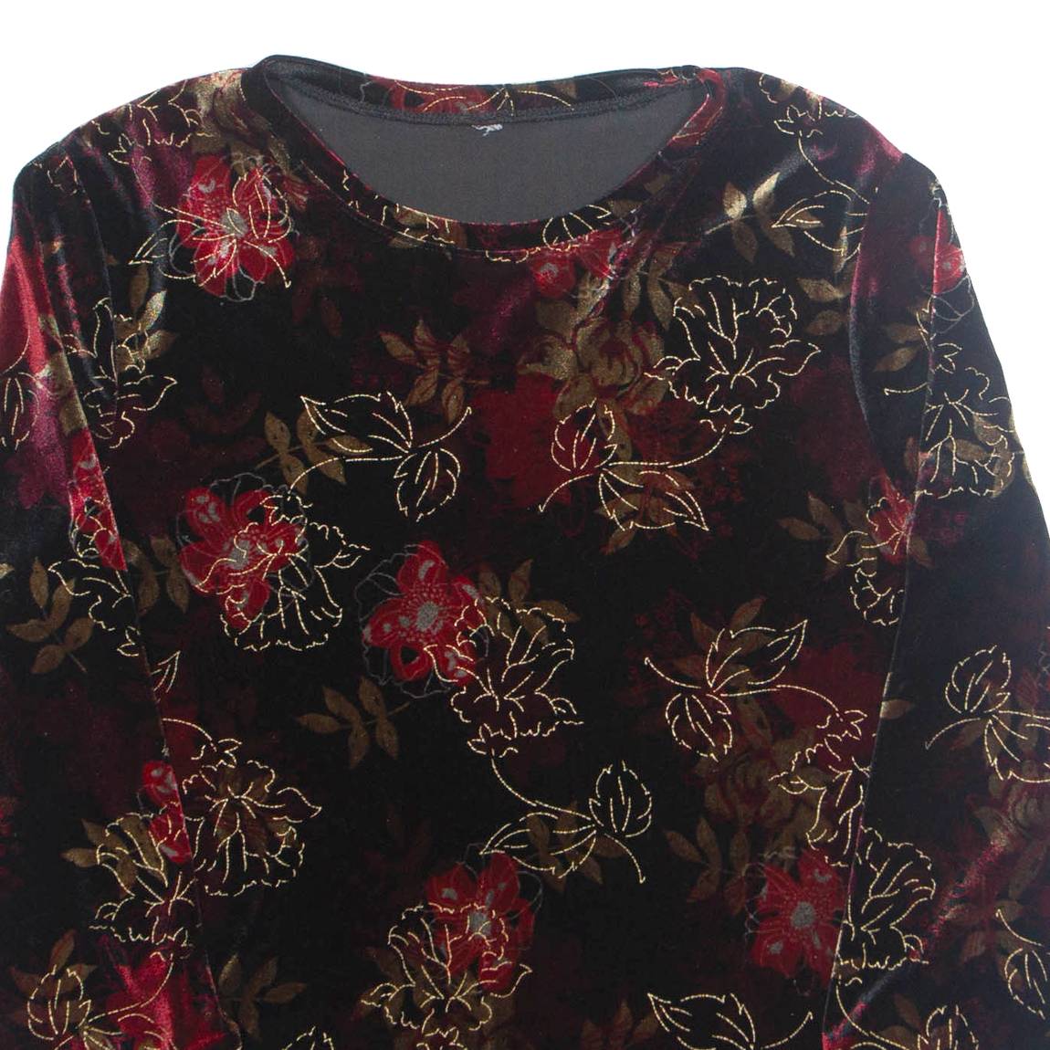Womens Printed Top Black 3/4 Sleeve Floral M