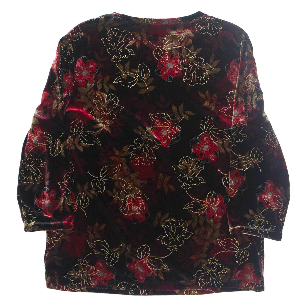 Womens Printed Top Black 3/4 Sleeve Floral M