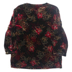 Womens Printed Top Black 3/4 Sleeve Floral M