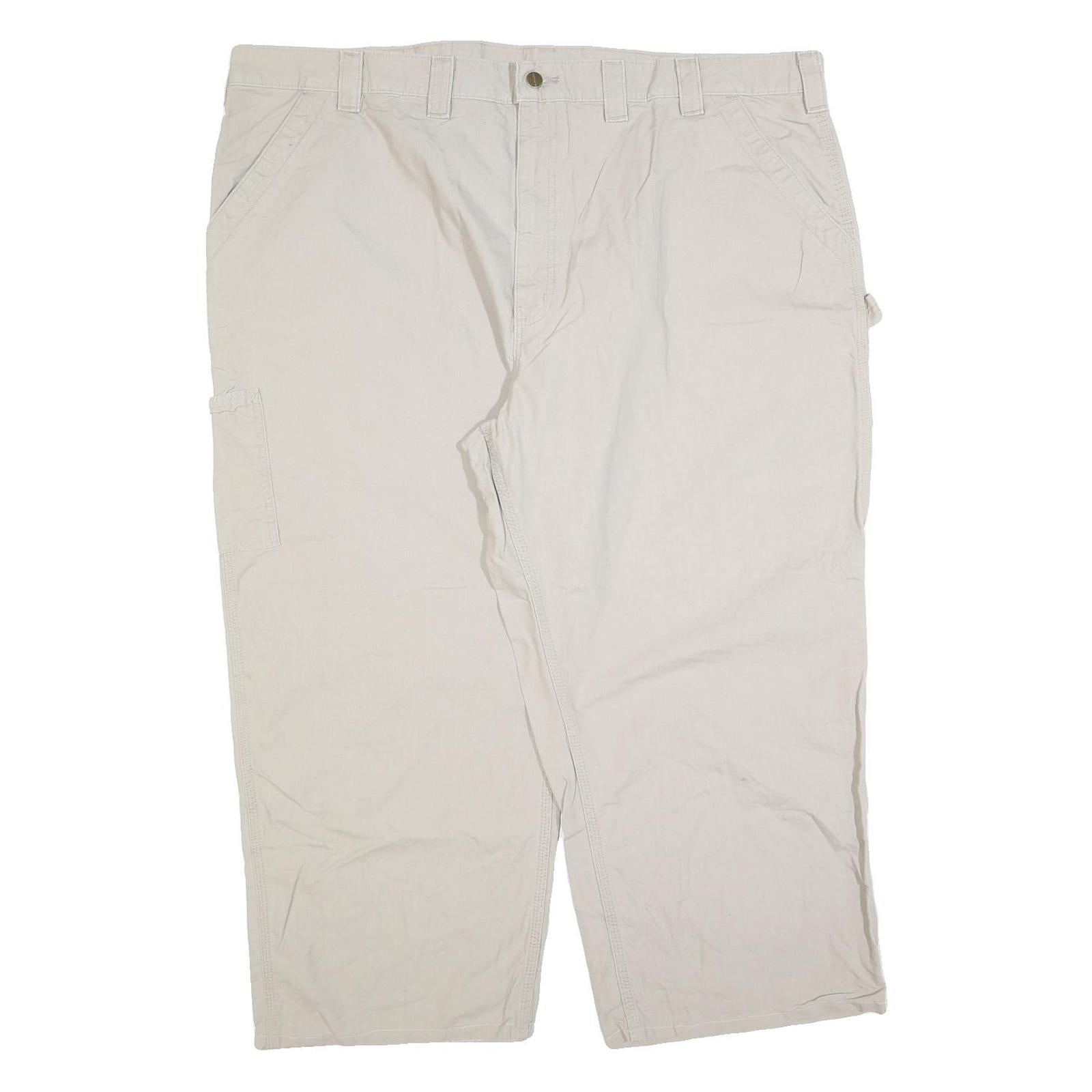 CARHARTT Mens Cotton Blend Beige Regular Fit Straight Leg Trousers W48 L27