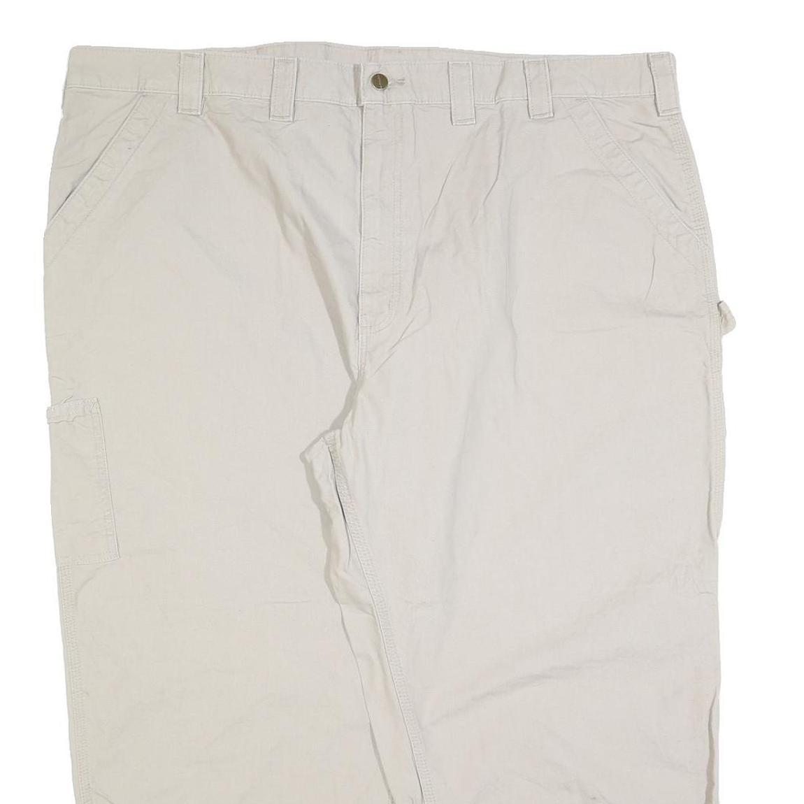 CARHARTT Mens Cotton Blend Beige Regular Fit Straight Leg Trousers W48 L27