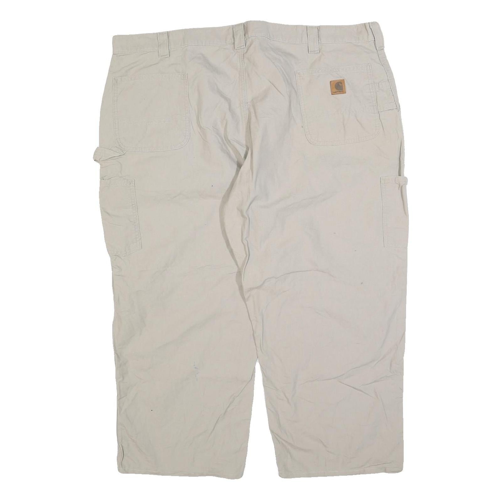 CARHARTT Mens Cotton Blend Beige Regular Fit Straight Leg Trousers W48 L27