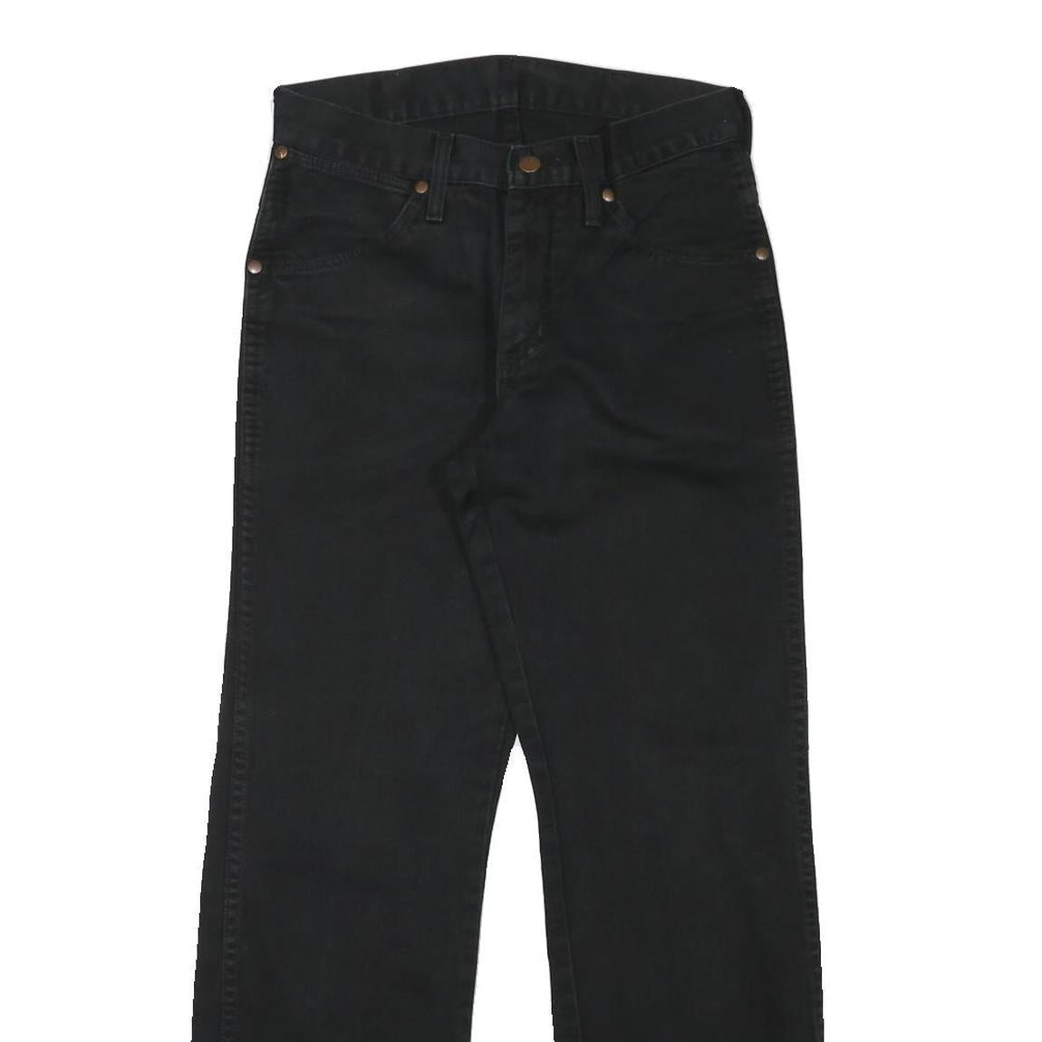 WRANGLER Mens Black Regular Straight Denim Jeans W28 L29 Classic Zip Closure