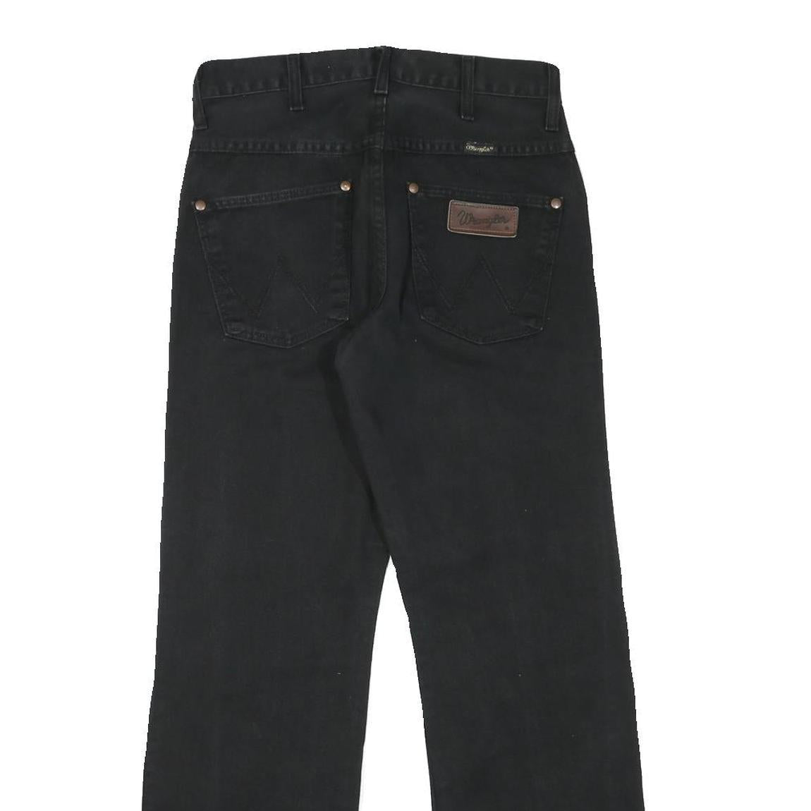 WRANGLER Mens Black Regular Straight Denim Jeans W28 L29 Classic Zip Closure