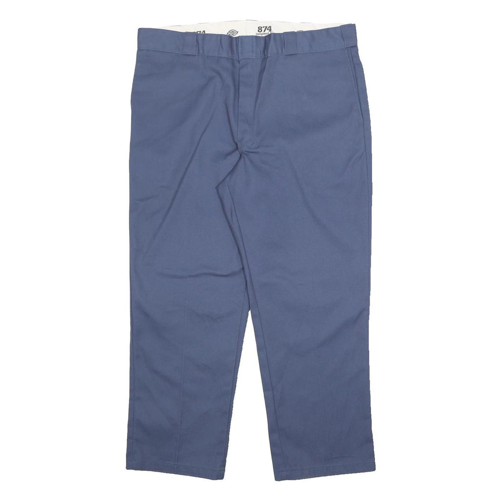 DICKIES Mens Cotton Blend Blue Regular Straight Trousers W40 L29 Workwear Zip