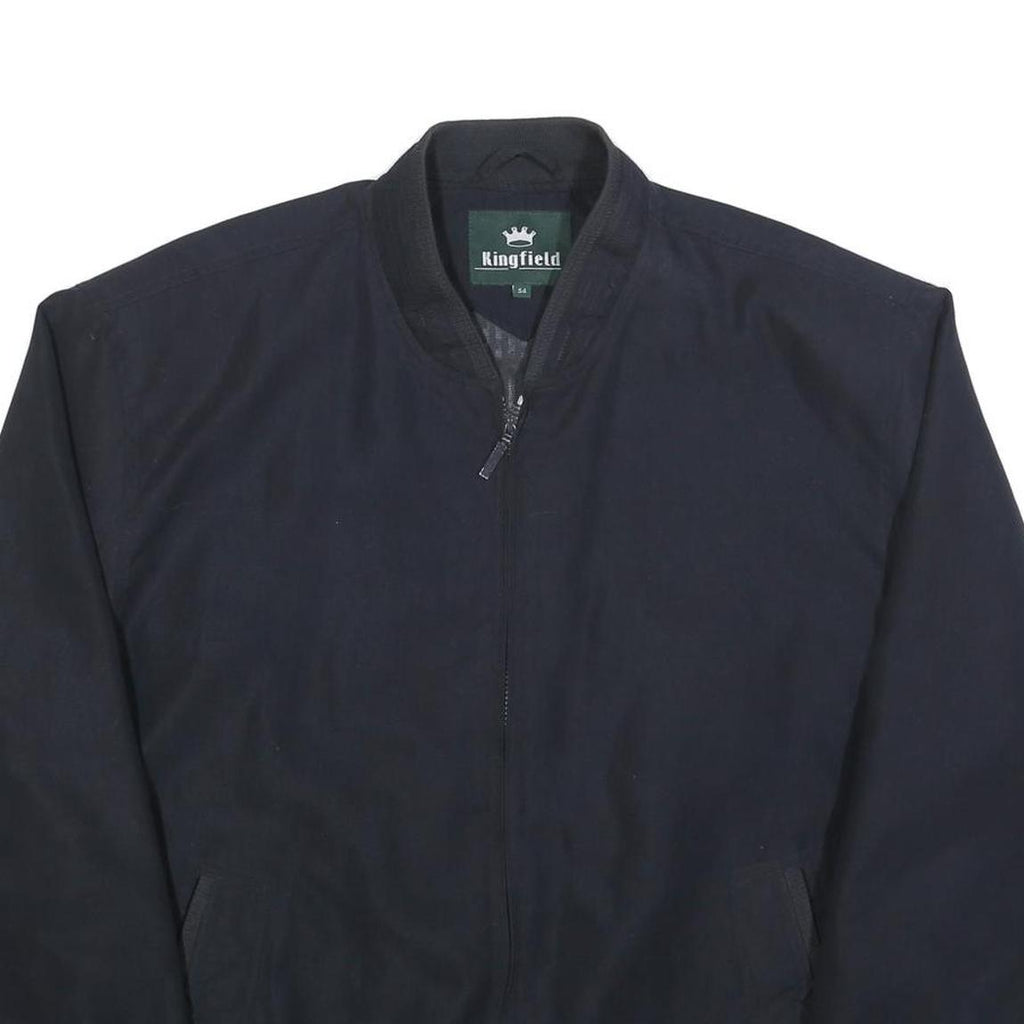 KINGFIELD Mens Black Classic Jacket L Polyester Zip Plain Casual Outerwear
